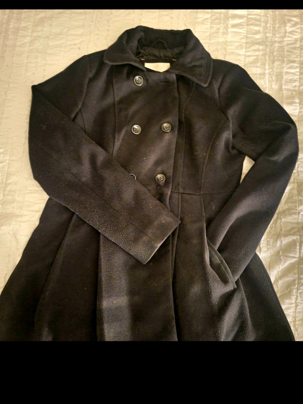 Xhilaration Black Double-Breasted Swing Pea Coat
